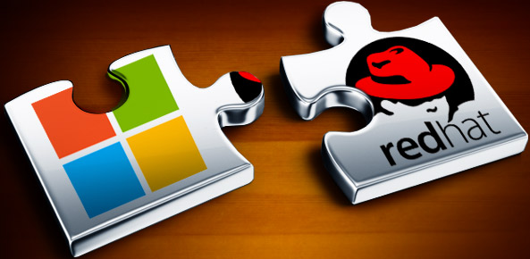 Microsoft and Red Hat logos